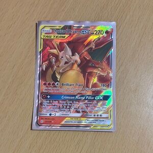 Pokemon Charizard & Braixen GX Card - Red and Gold